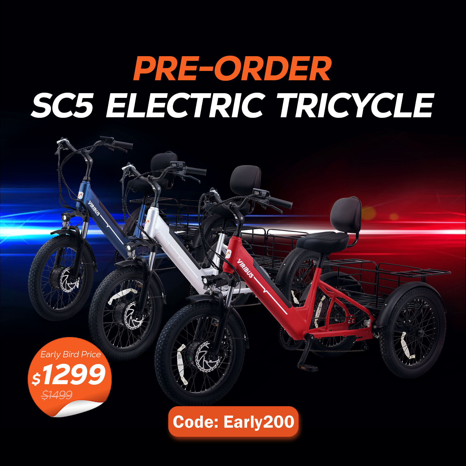 Viribus Bikes - SC5 Fat Tire Electric Tricycle
